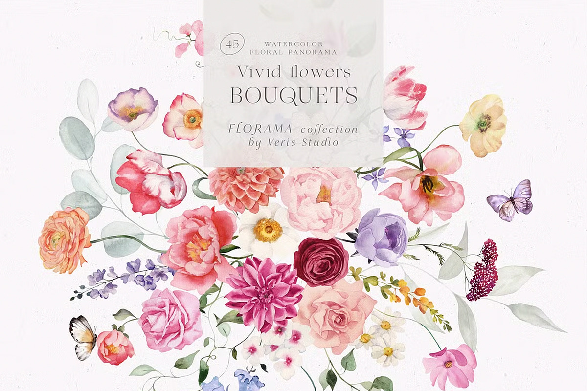 BUNDLE Watercolor Floral Graphic, a Decorative Illustration by Veris Studio (Photo 20 of 43)