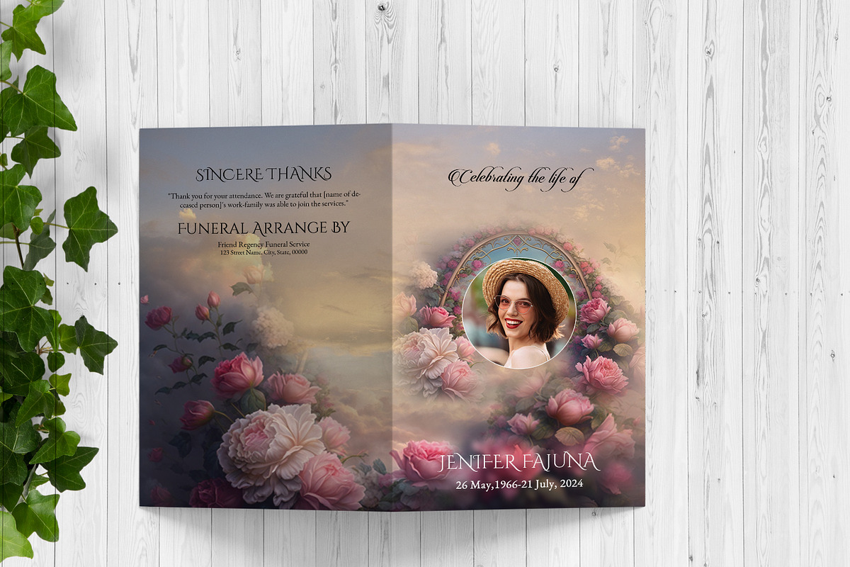 Floral Funeral Program Template, a Brochure Template by Template Shop (Photo 4 of 5)