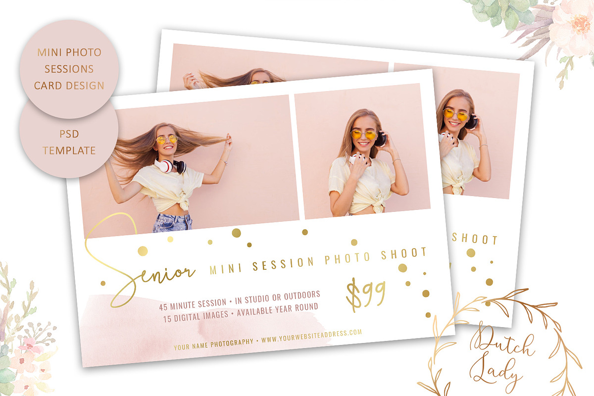 PSD Photo Session Card Template #32, a Card Template by The Dutch Lady ...