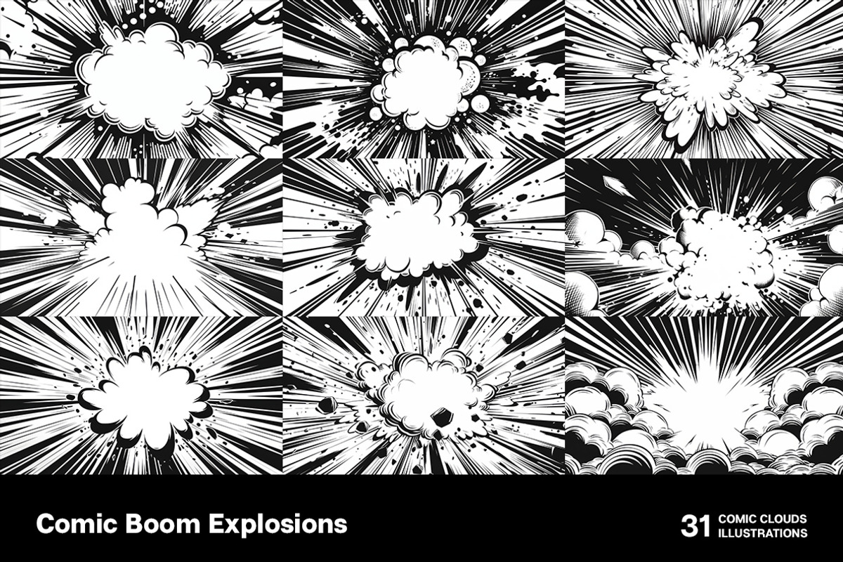 Comic Boom Explosions. 31 images, a Decorative Illustration by Handmadefont (Photo 4 of 20)