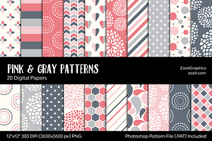 Pink And Gray/Grey Digital Papers