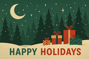 Christmas postcard with stylized tre, a Photo by Dvoevnore photos
