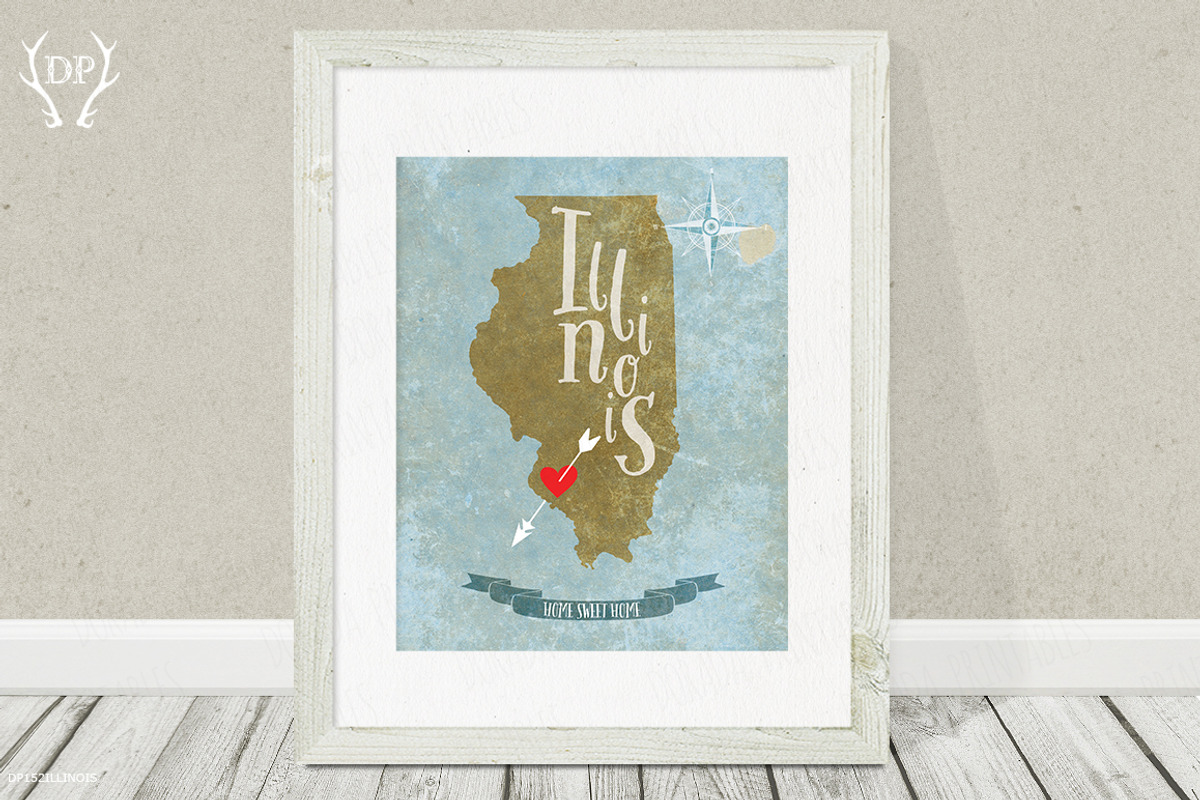 Illinois state wall art printable, an Illustration by Talent Supplies (Photo 2 of 2)
