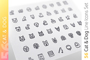 Cat & Dog Line Icons Set, an Outline Icon by Voysla's Shop (Thumbnail 1 of 4)