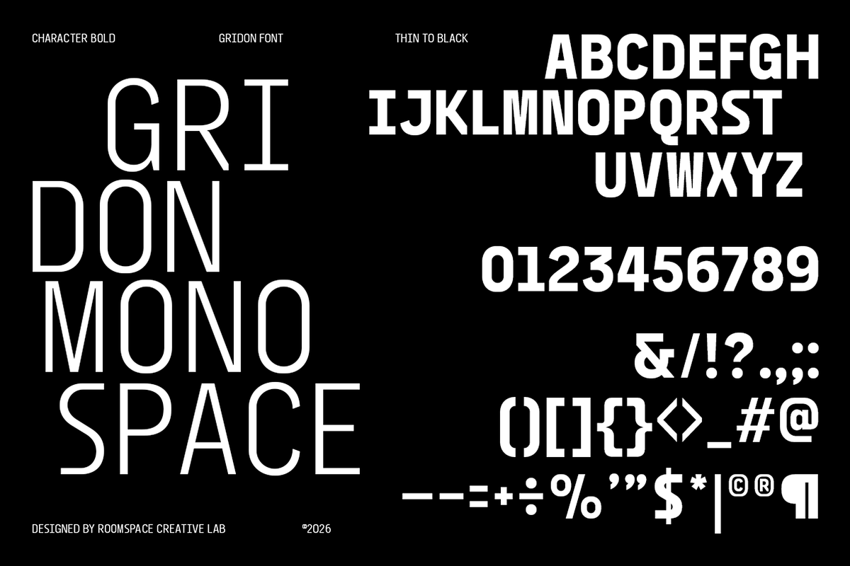 Gridon - Geometric Display Typeface, a Sans Serif Font by roomspace creative lab (Photo 9 of 10)
