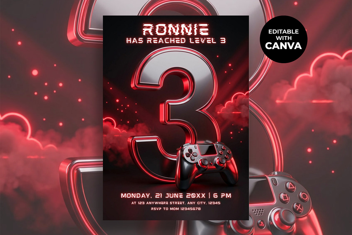 3rd Birthday Canva Invitation, an Invitation Template by M9 Design (Photo 1 of 4)