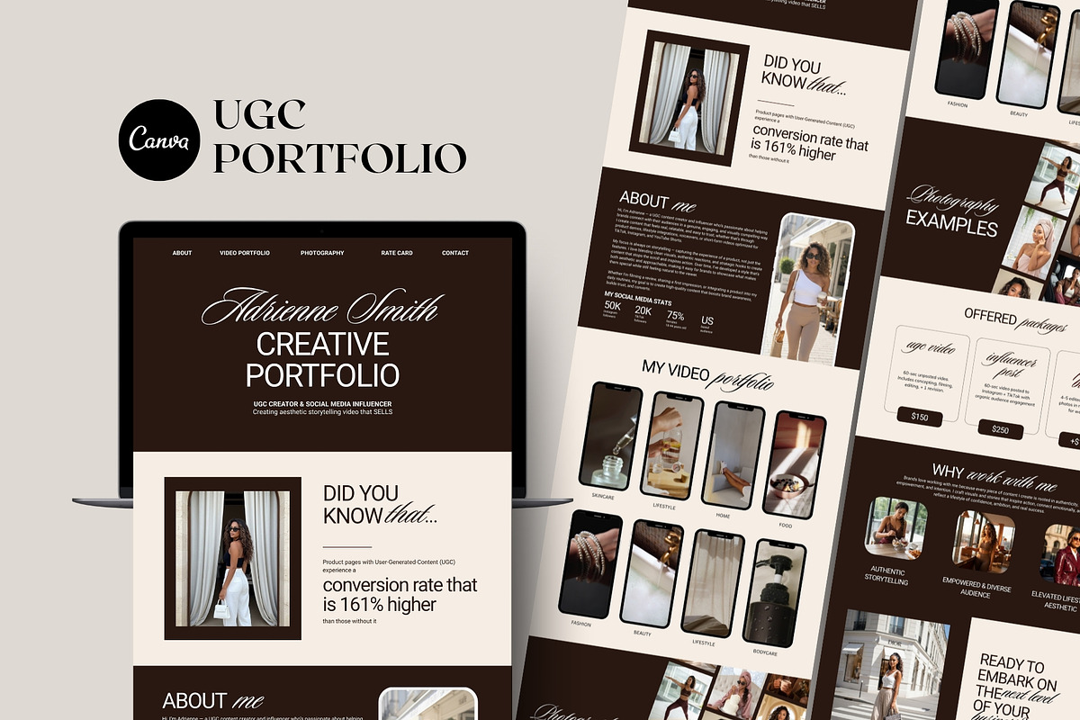 UGC Portfolio Canva Website Template, a Landing Page Template by Business Chic (Photo 1 of 5)