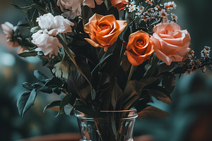 Delicate bouquet of orange roses and, a Nature Photo by MistyDay