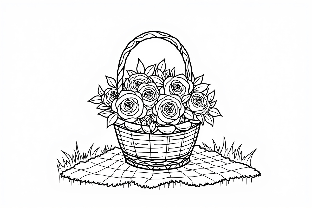 Spring Flower Coloring Art, an Illustration by hafijul (Photo 9 of 9)