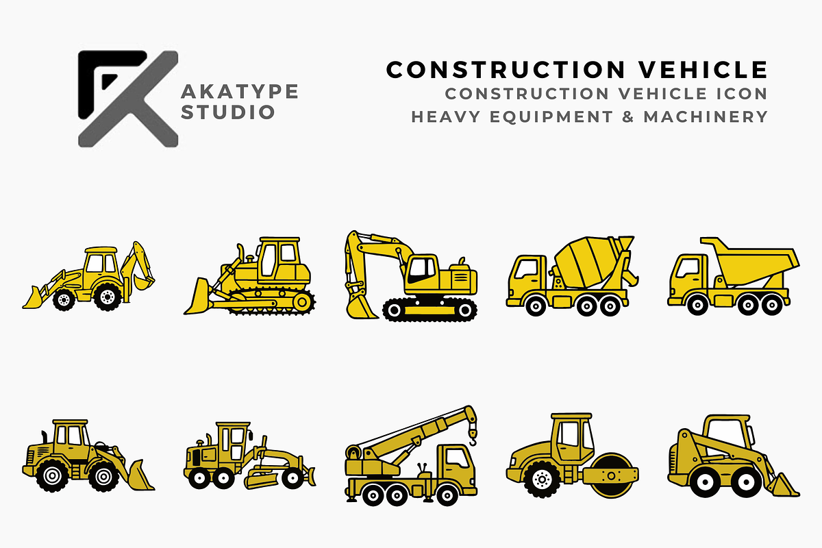 Construction Vehicle Collection, a Solid Icon by Akatype Studio (Photo 1 of 3)