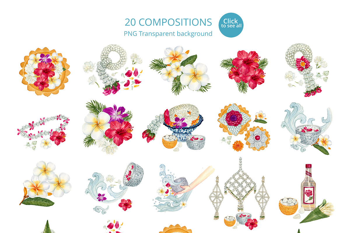 Floral Water Festival – Hand-Drawn, a Seasonal Illustration by CreativeValuation (Photo 3 of 10)