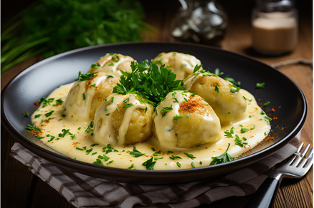 Delicious cheese-stuffed dumplings, a Food & Drink Photo by Ylivdesign