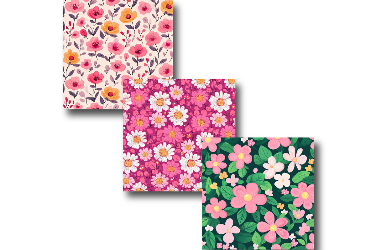 Pink Flowers Easter Garden Digital, a Pattern Graphic by Watercolor design