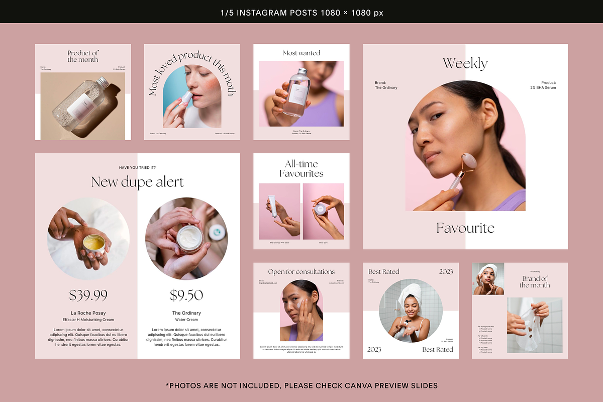50 Pink Skincare Instagram posts, a Social Media Template by Studio K (Photo 2 of 9)