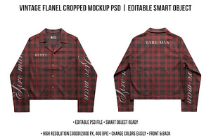 Vintage Flanel Cropped Mockup PSD