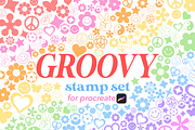 Groovy Stamp Set for Procreate, a Brush Add-On by cathconofolio (Thumbnail 2 of 4)