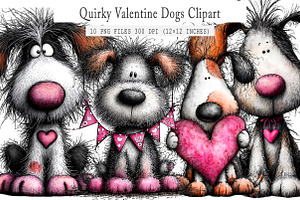 Quirky Valentine Dogs Clipart, an Animal Illustration by GatewayDesign