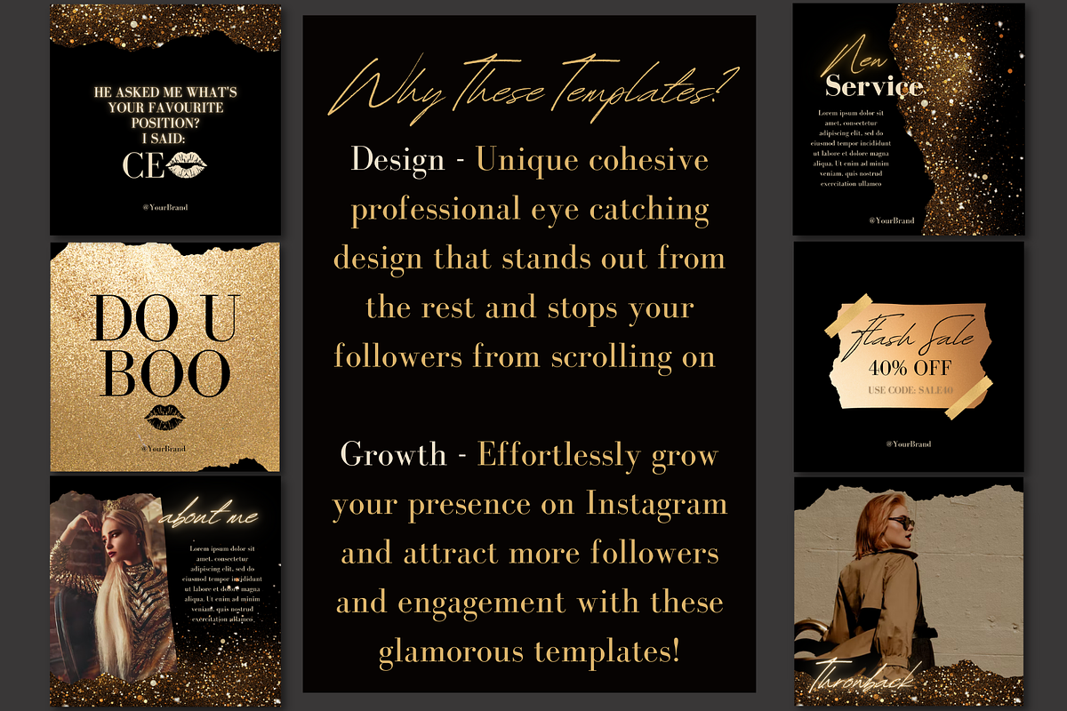 Black & Gold Instagram Templates, a Social Media Template by Faytemplates (Photo 6 of 9)