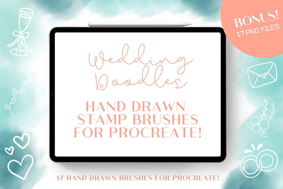 Wedding Doodles Procreate Stamps, a Brush Add-On by Gabba Delgado (Photo 1 of 6)