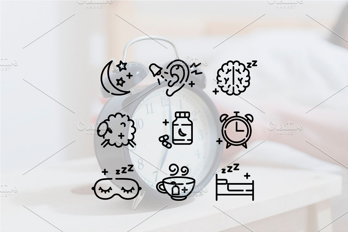 Sleep & insomnia line icons, an Outline Icon by Lyolya Profitrolya (Photo 3 of 3)