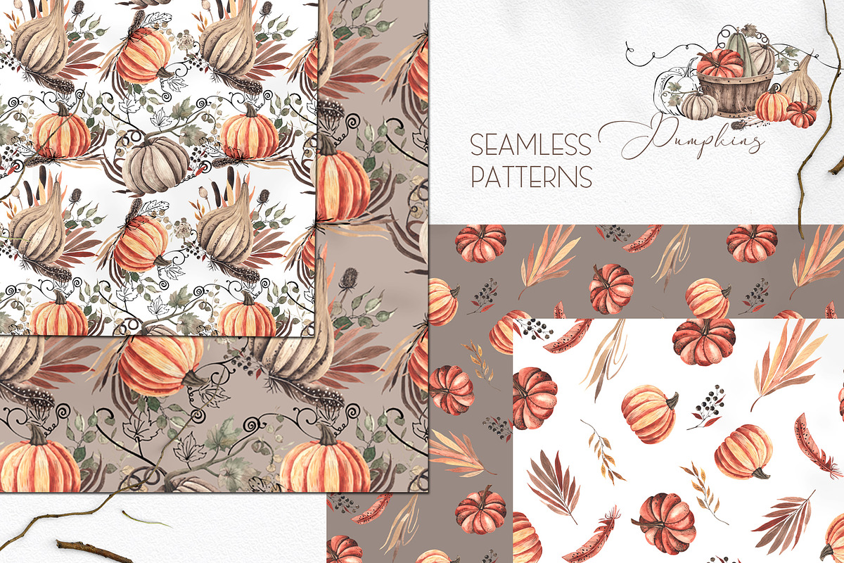 Watercolor Autumn Pumpkins, an Object Graphic by Ana-Sakuta (Photo 11 of 18)