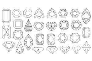 Diamond line doodle gemstone shapes, an Illustration by Lemberg Vector