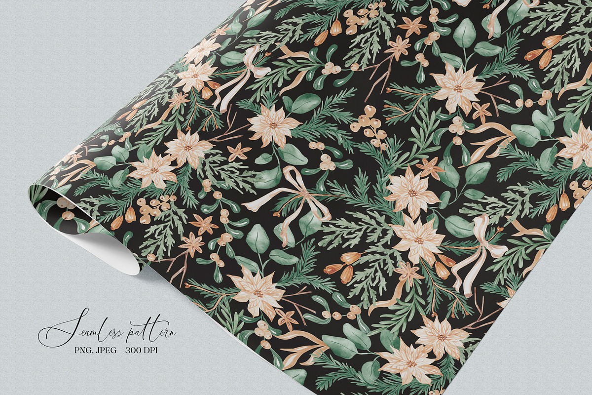 Festive Christmas Botanical Pattern, a Pattern Graphic by SirenaArt (Photo 13 of 15)