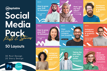 Adaptable- Social media Pack, a Social Media Template by MindMuse