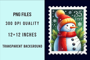 Christmas Snowman Postage Stamps Cli