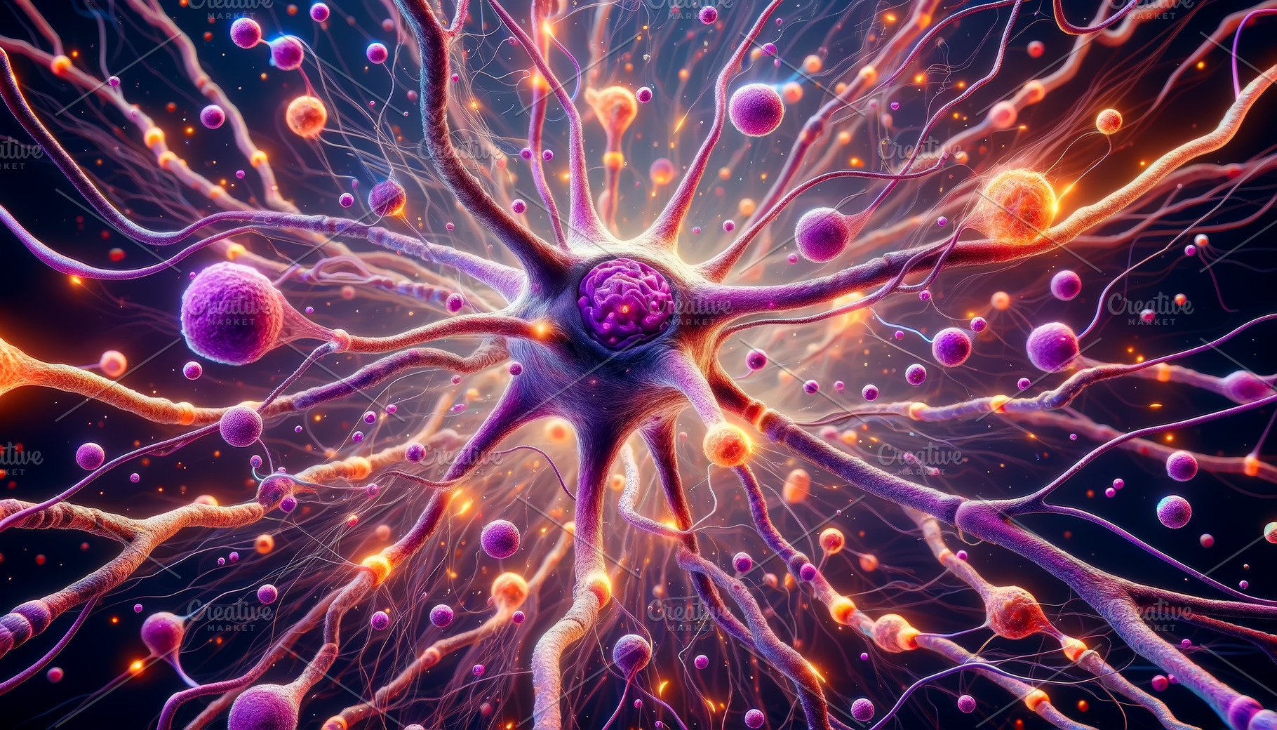 Neuron Network wit Synaptic Activity, a Health & Medical Photo by angellodeco