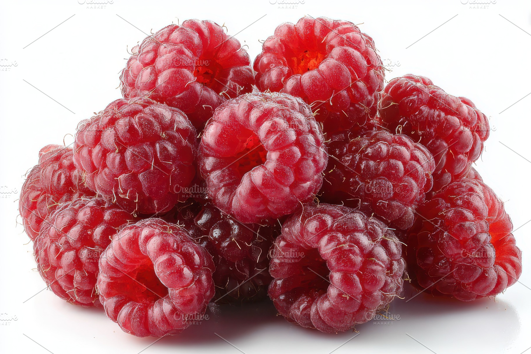 Fresh Raspberries Closeup Pile of Re, a Photo by Pixeness Studio