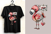 Whimsical Valentine Flamingo Clipart, an Illustration by SVGArt (Thumbnail 5 of 8)