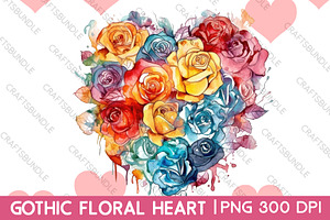 Gothic Floral Heart Clipart