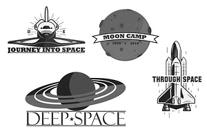 Set Of Vintage Space Logo, Poster ..