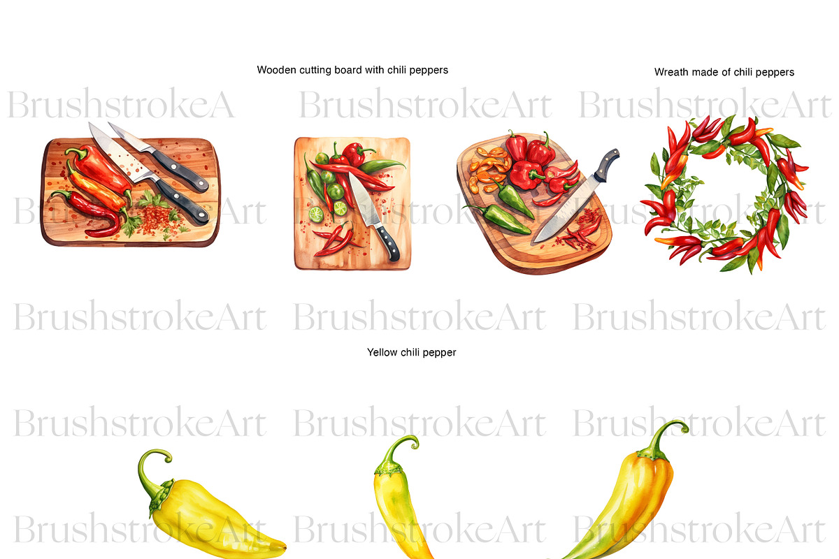 Chili Pepper Clipart, Red Pepper PNG, a Food Illustration by BrushstrokeArtGB (Photo 4 of 9)