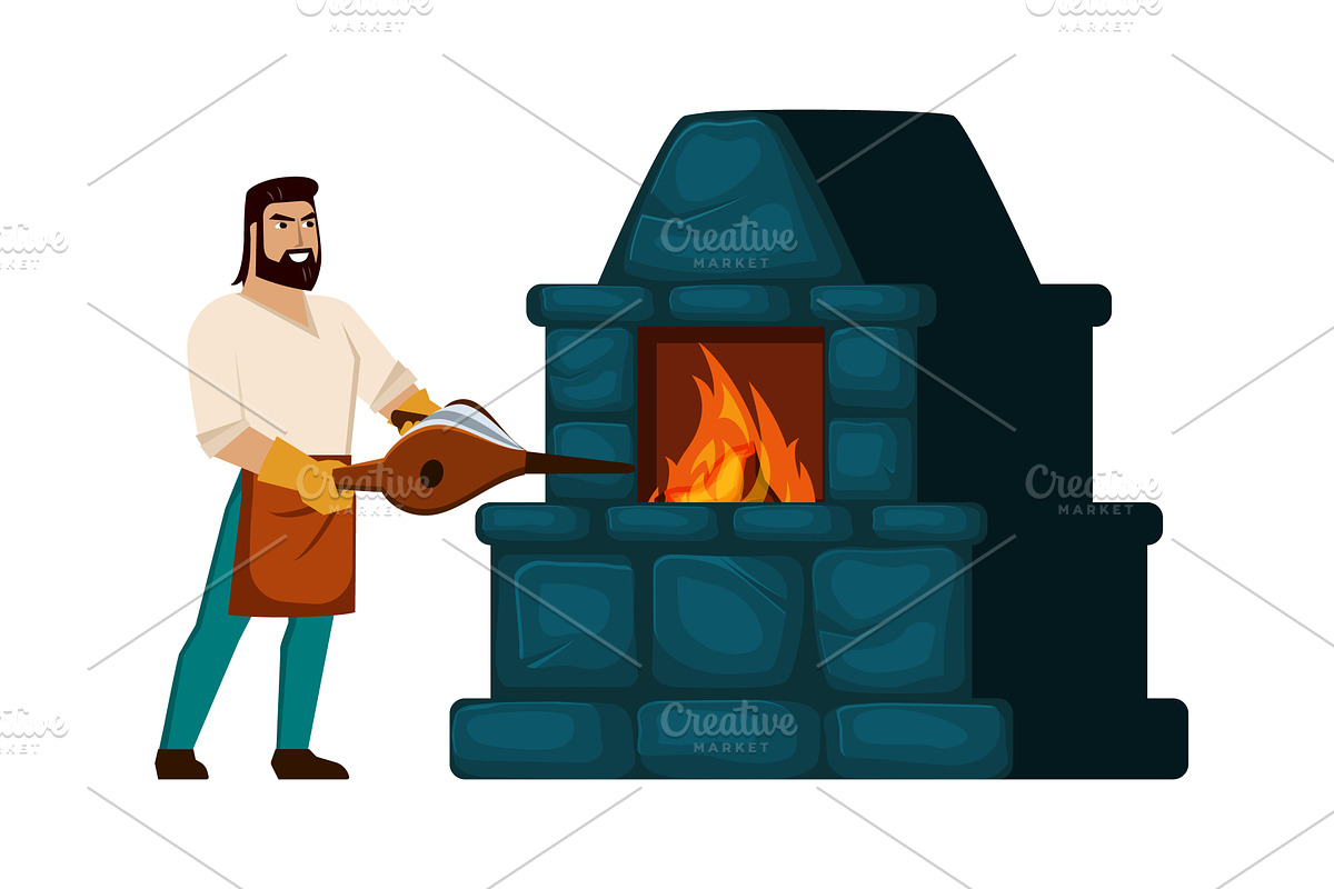 blacksmith. working with hot metal, a Person Illustration by Multigon