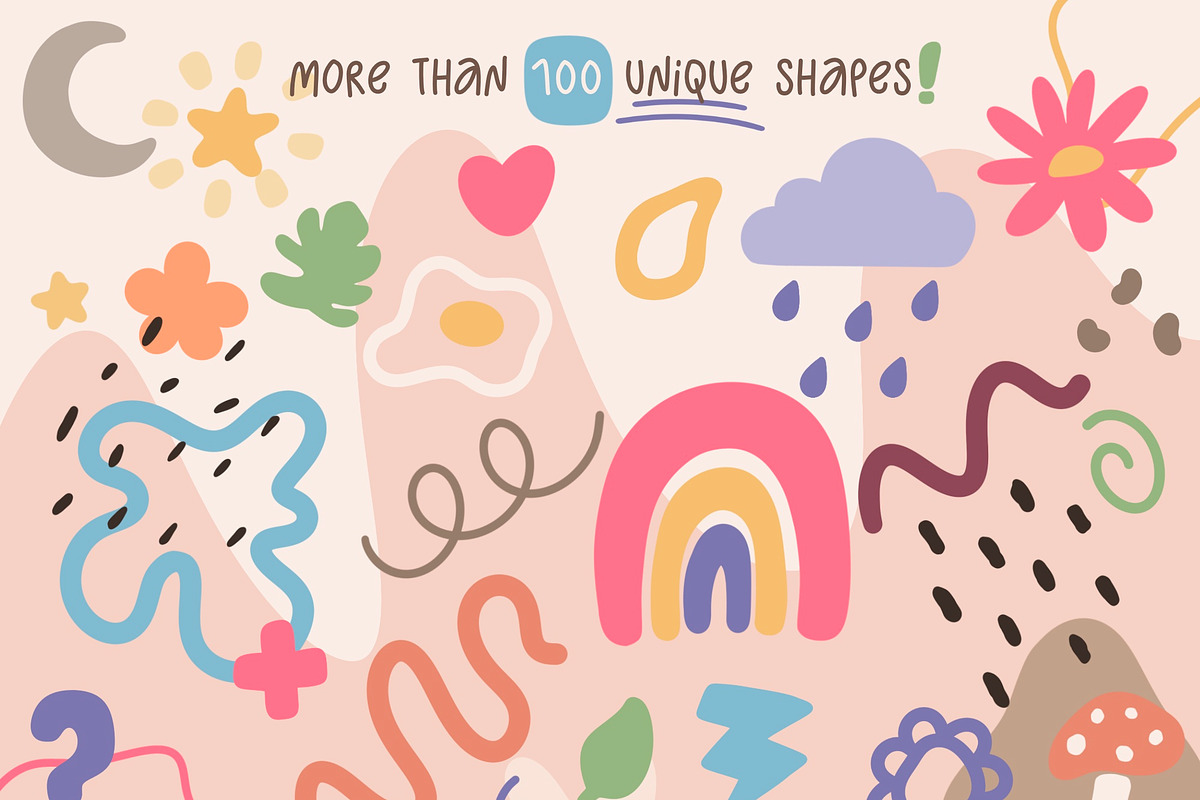 100+ Playful Shapes Procreate Stamps, a Shape Add-On by SketchQueen (Photo 3 of 4)