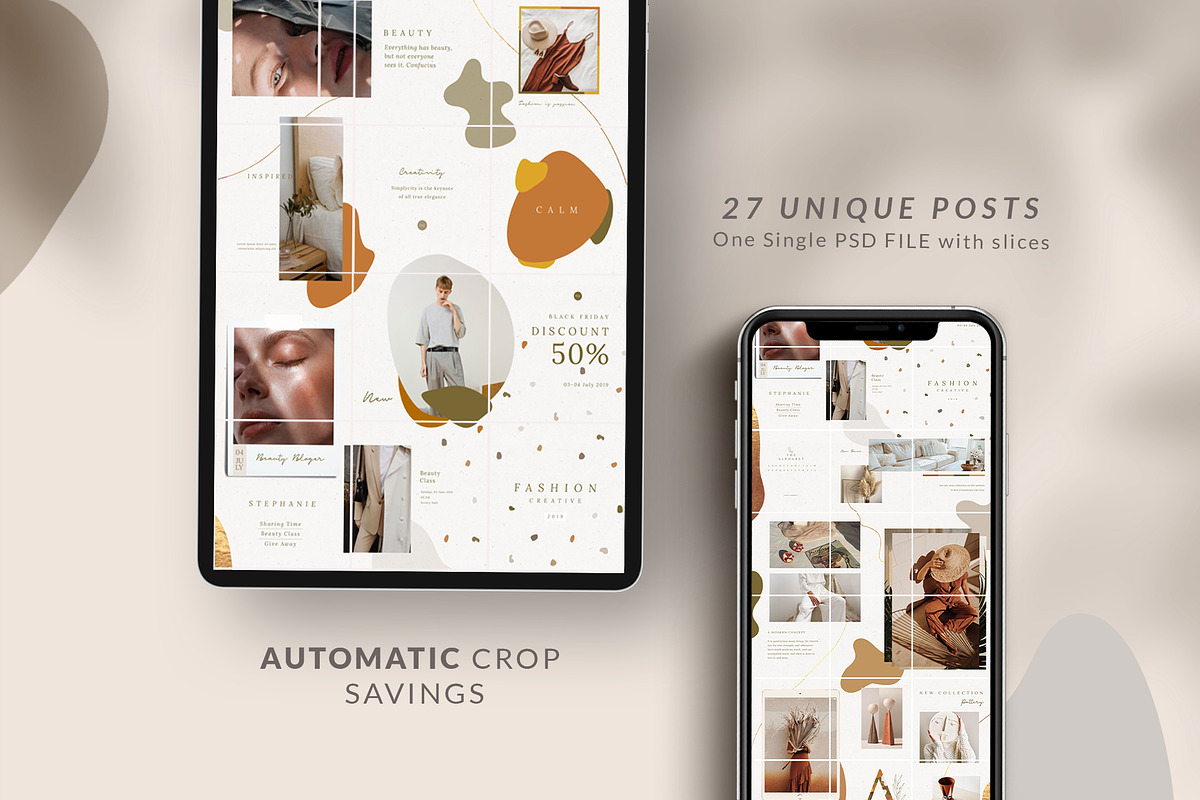 Instagram Puzzle Luna - Canva & PS, a Social Media Template by Eviory