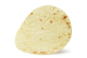 Round pita bread on a white