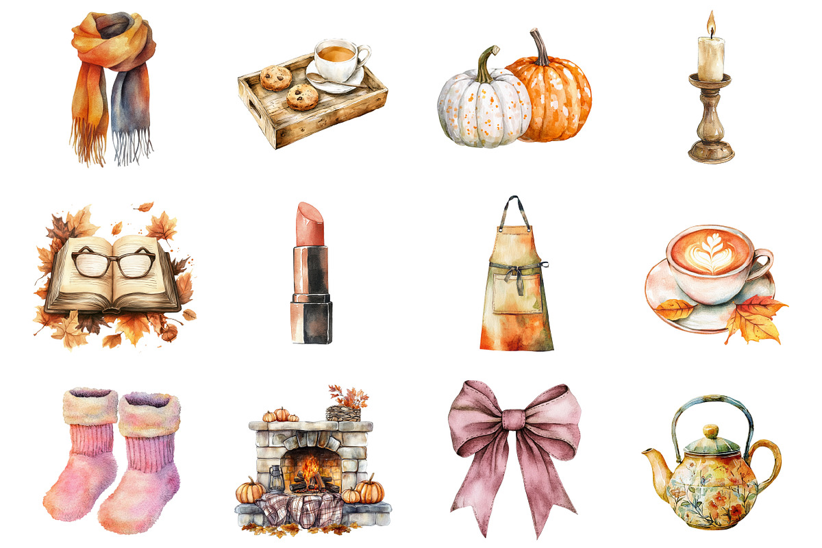 Burgundy Beauty AutumnFall Clipart, an Illustration by Design Market (Photo 2 of 3)