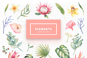 Watercolor Tropical Flowers Set, an Object Graphic by Kotulska (Thumbnail 2 of 4)