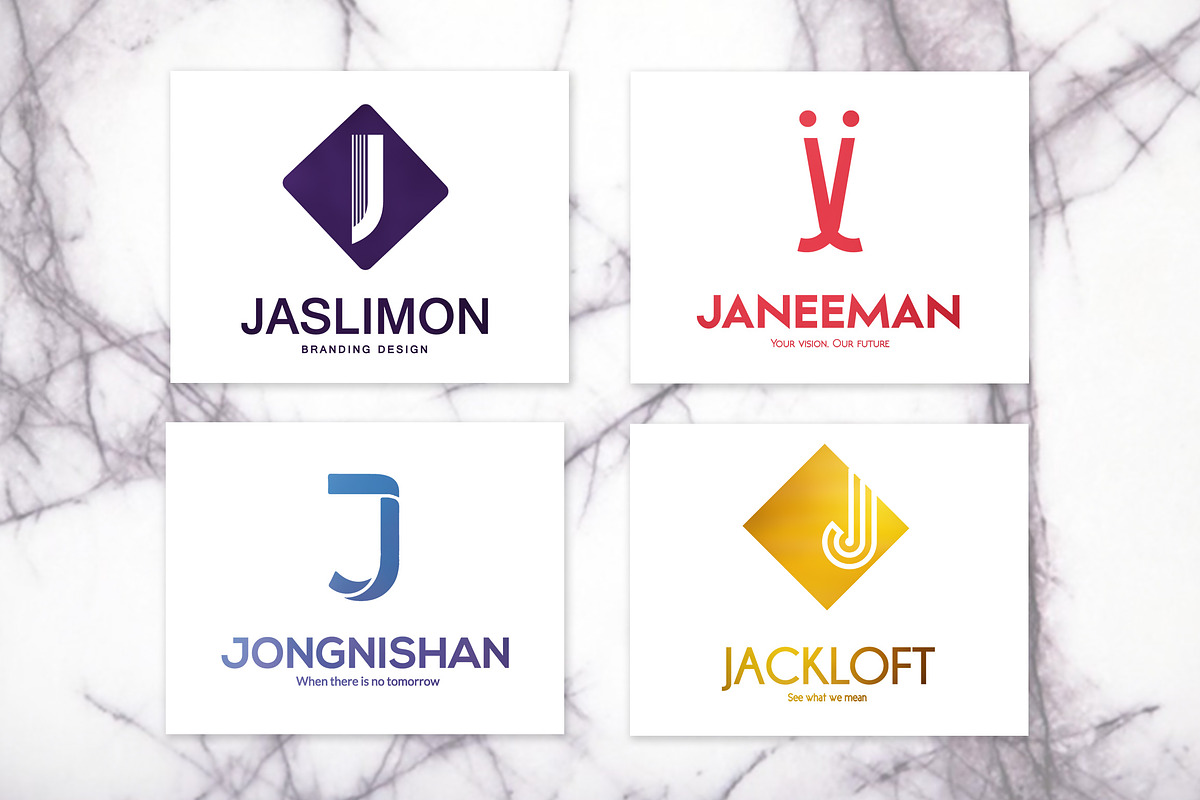 20 J Letter Alphabetic Logos, a Branding & Logo Template by AN Productions