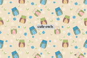 Owl Seamless Pattern with Clipart, a Seasonal Illustration by Kimbella Buckman Designs (Thumbnail 1 of 4)