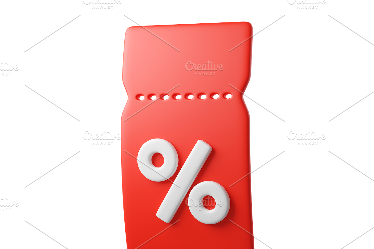 Flying red 3D discount coupon, an Object 3D Model by Hannet (Photo 7 of 7)