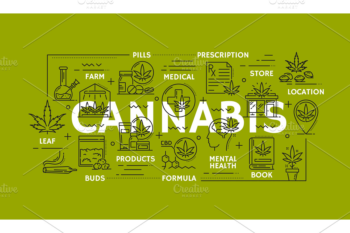 CBD and marijuana, medical cannabis, a Healthcare Illustration by Vector Tradition