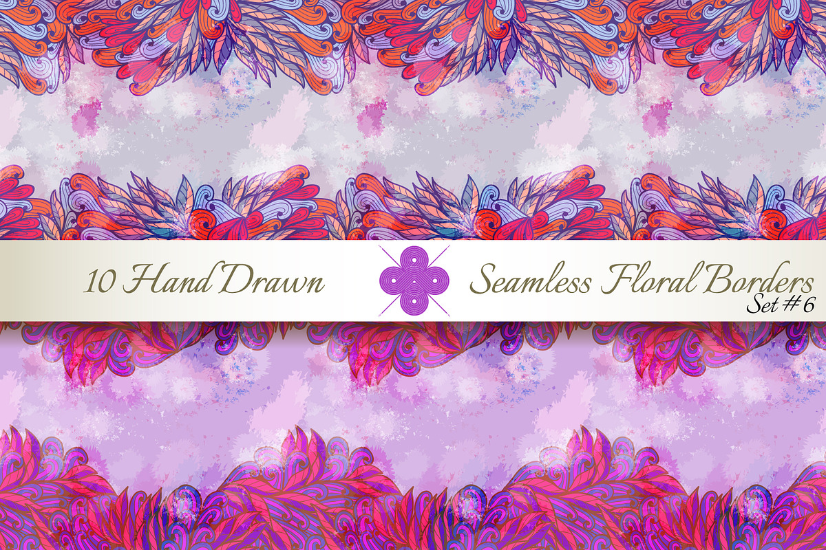 10 Floral Seamless Borders. Set#6 preview 2