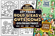 Bold Easy Cute Cows Coloring Pages, an Animal Illustration by Craftsbeefy (Thumbnail 1 of 4)