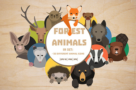 Forest animals icons big set