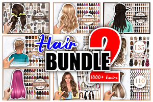 Large bundle with hair 1000+, a Person Illustration by Elenbushe