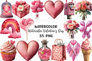 Watercolor Valentine's Day Clipart, an Illustration by CraftArtStudio (Thumbnail 1 of 6)